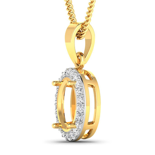 Bids.com 0.22 Carat Genuine White Diamond 14K Yellow Gold Semi Mount Pendant - holds 9x7mm Oval Gemstone Pendants White Smoke