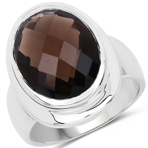 Bids.com 7.90 Carat Genuine Smoky Quartz .925 Sterling Silver Ring Rings White Smoke size 5.00,size 7.00,size 6.00,size 8.00,size 9.00