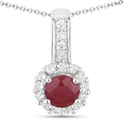 Bids.com 2.17 Carat Genuine Ruby and White Topaz .925 Sterling Silver Jewelry Set Jewelry Sets White Smoke One,size 18.00,size 20.00