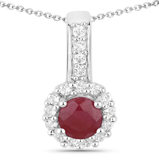 Bids.com 2.17 Carat Genuine Ruby and White Topaz .925 Sterling Silver Jewelry Set Jewelry Sets White Smoke One,size 18.00,size 20.00