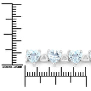 Bids.com 7.71 Carat Genuine Aquamarine and White Diamond .925 Sterling Silver Bracelet Bracelets White Smoke size 7.25
