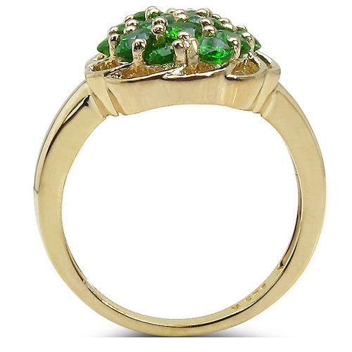 Bids.com 1.71 Carat Genuine Chrome Diopside .925 Sterling Silver Ring Rings White Smoke size 6.00,size 7.00,size 8.00,size 9.00