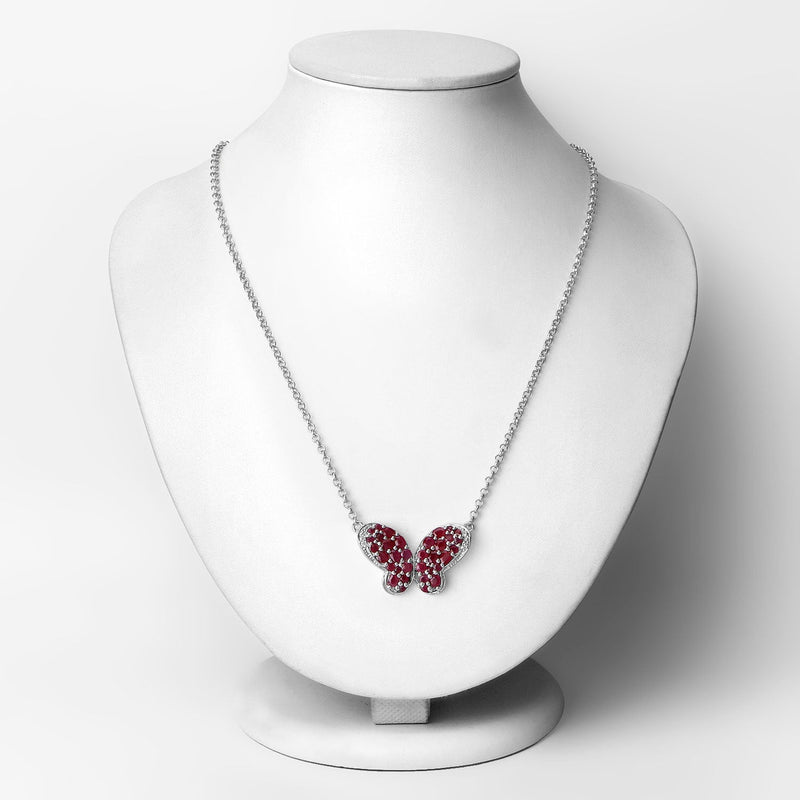 Bids.com 4.15 Carat Genuine Ruby and White Zircon .925 Sterling Silver Pendant Pendants Lavender