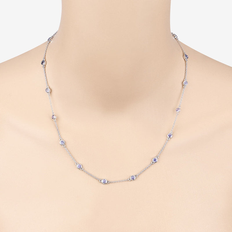 Bids.com 1.80 Carat Genuine Tanzanite .925 Sterling Silver Necklace Necklaces Bisque size 18.00