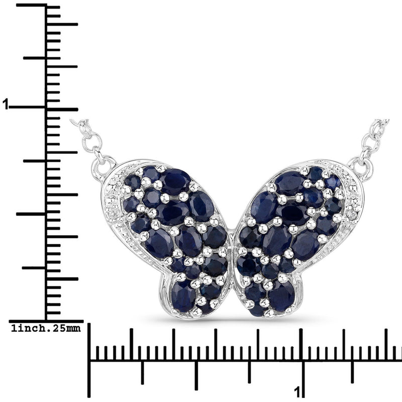Bids.com 3.83 Carat Genuine Blue Sapphire and White Zircon .925 Sterling Silver Pendant Pendants White Smoke