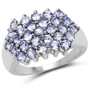 Bids.com 2.03 Carat Genuine Tanzanite .925 Sterling Silver Ring Rings White Smoke size 6.50,size 7.50,size 6.00,size 7.00,size 8.00,size 9.00,size 5.00
