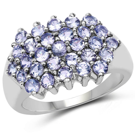 Bids.com 2.03 Carat Genuine Tanzanite .925 Sterling Silver Ring Rings White Smoke size 6.50,size 7.50,size 6.00,size 7.00,size 8.00,size 9.00,size 5.00