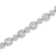 Bids.com 10K White Gold 4.0 cttw Brilliant Round-cut and Baguette Diamond Floral Cluster Link Bracelet (I-J Clarity, I1-I2 Color) - Size 7" Bracelets White Smoke White.Gold / 7