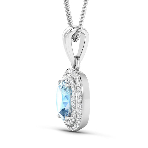 Bids.com 1.35 Carat Genuine Aquamarine and White Diamond 14K White Gold Pendant Pendants White Smoke