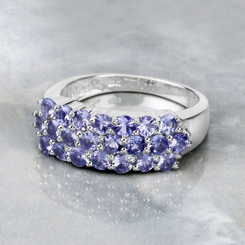 Bids.com 1.54 Carat Genuine Tanzanite .925 Sterling Silver Ring Rings Gray size 6.00,size 7.00,size 8.00,size 9.00,size 5.00