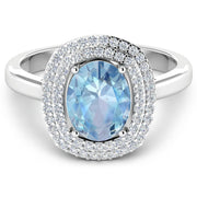 Bids.com 1.72 Carat Genuine Aquamarine and White Diamond 14K White Gold Ring Rings White Smoke size 6.00,size 7.00,size 8.00,size 9.00