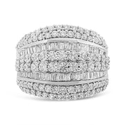 Bids.com .925 Sterling Silver 2.00 Cttw Round and Baguette-Cut Diamond Cluster Ring (H-I Color, I1-I2 Clarity) - Size 7 Rings Gray 7 / White.Sterling Silver,5 / White.Sterling Silver,8 / White.Sterling Silver,6 / White.Sterling Silver,9 / White.Sterling Silver