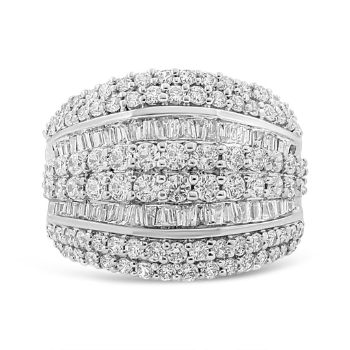 Bids.com .925 Sterling Silver 2.00 Cttw Round and Baguette-Cut Diamond Cluster Ring (H-I Color, I1-I2 Clarity) - Size 7 Rings Gray 7 / White.Sterling Silver,5 / White.Sterling Silver,8 / White.Sterling Silver,6 / White.Sterling Silver,9 / White.Sterling Silver