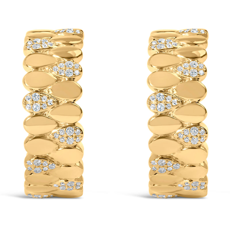 Bids.com 14K Yellow Gold Plated .925 Sterling Silver 3/8 Cttw Diamond Pave Pear Link J Hoop Earrings (H-I Color, I1-I2 Clarity) Earrings White Smoke Yellow.Sterling Silver / 0.385