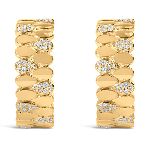Bids.com 14K Yellow Gold Plated .925 Sterling Silver 3/8 Cttw Diamond Pave Pear Link J Hoop Earrings (H-I Color, I1-I2 Clarity) Earrings White Smoke Yellow.Sterling Silver / 0.385