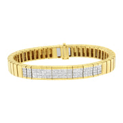 Bids.com 14K Yellow Gold 3 5/8 cttw Invisible Set Princess-Cut Diamond ID Tennis Bracelet (I-J Color, SI1-SI2 Clarity) - Size 7" Bracelets White Smoke Yellow.Gold / 7