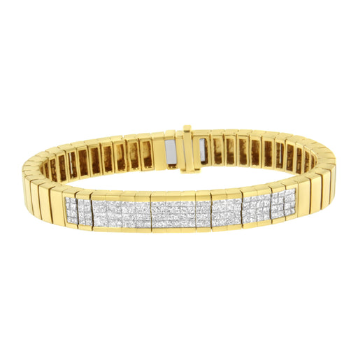 Bids.com 14K Yellow Gold 3 5/8 cttw Invisible Set Princess-Cut Diamond ID Tennis Bracelet (I-J Color, SI1-SI2 Clarity) - Size 7" Bracelets White Smoke Yellow.Gold / 7