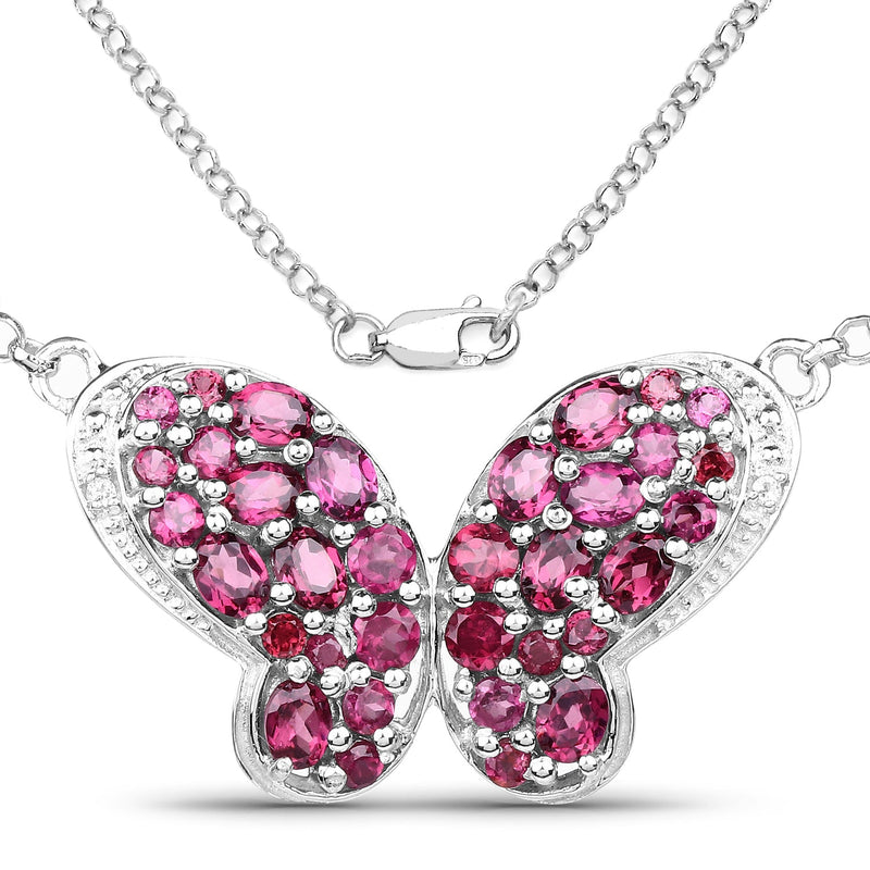 Bids.com 4.15 Carat Genuine Rhodolite and White Topaz .925 Sterling Silver Pendant Pendants White Smoke
