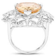 Bids.com 5.71 Carat Genuine Citrine .925 Sterling Silver Ring Rings White Smoke size 7.00,size 6.00,size 8.00,size 9.00