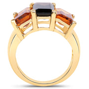 Bids.com 14K Yellow Gold Plated 8.14 Carat Genuine Smoky Quartz, Citrine and Champagne Quartz .925 Sterling Silver Ring Rings White Smoke size 6.00,size 7.00,size 9.00,size 8.00,size 5.00,size 10.00