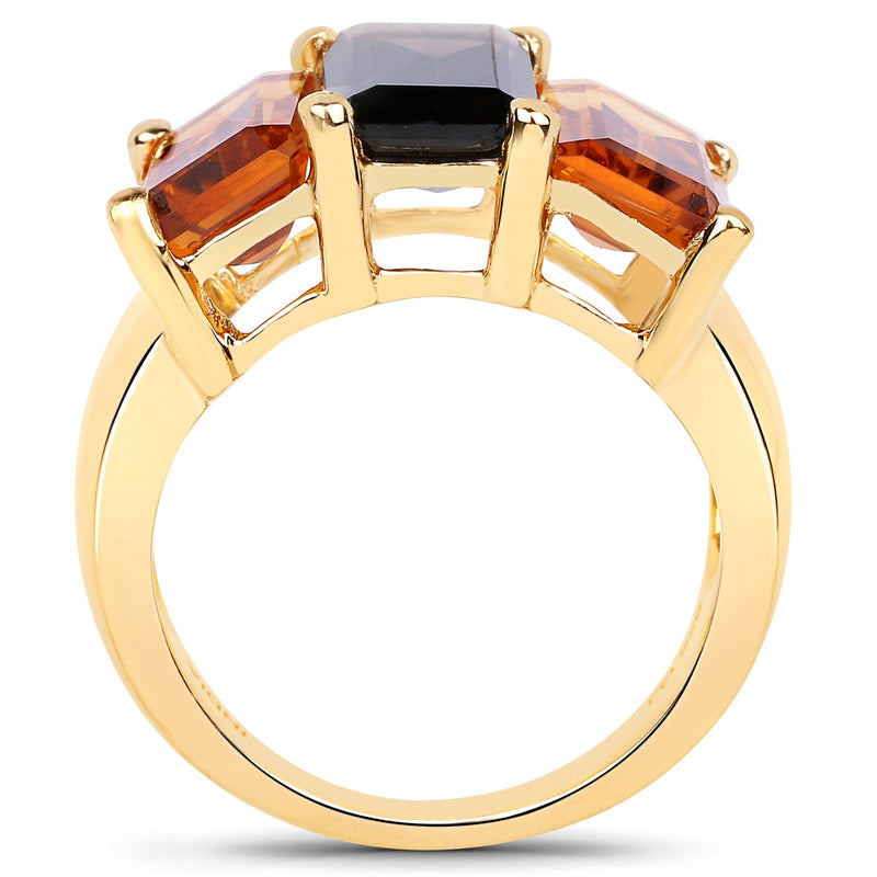 Bids.com 14K Yellow Gold Plated 8.14 Carat Genuine Smoky Quartz, Citrine and Champagne Quartz .925 Sterling Silver Ring Rings White Smoke size 6.00,size 7.00,size 9.00,size 8.00,size 5.00,size 10.00
