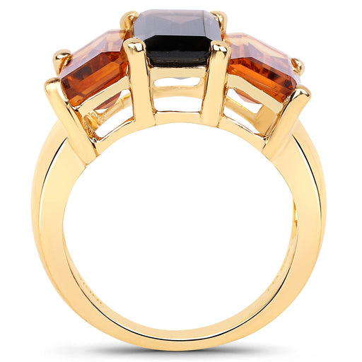 Bids.com 14K Yellow Gold Plated 8.14 Carat Genuine Smoky Quartz, Citrine and Champagne Quartz .925 Sterling Silver Ring Rings White Smoke size 6.00,size 7.00,size 9.00,size 8.00,size 5.00,size 10.00