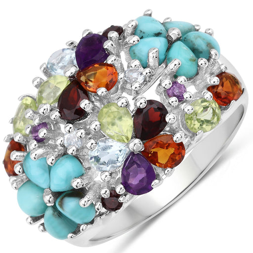 Bids.com 4.03 Carat Genuine Multi Stones .925 Sterling Silver Ring Rings White Smoke size 9.00,size 5.00,size 6.00,size 7.00,size 8.00,size 10.00,size 13.00