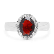 Bids.com 2.58 Carat Genuine  Garnet and White Topaz .925 Sterling Silver Ring Rings White Smoke Size 9.00,size 6.00,size 7.00,size 8.00,9.00,size 5.00