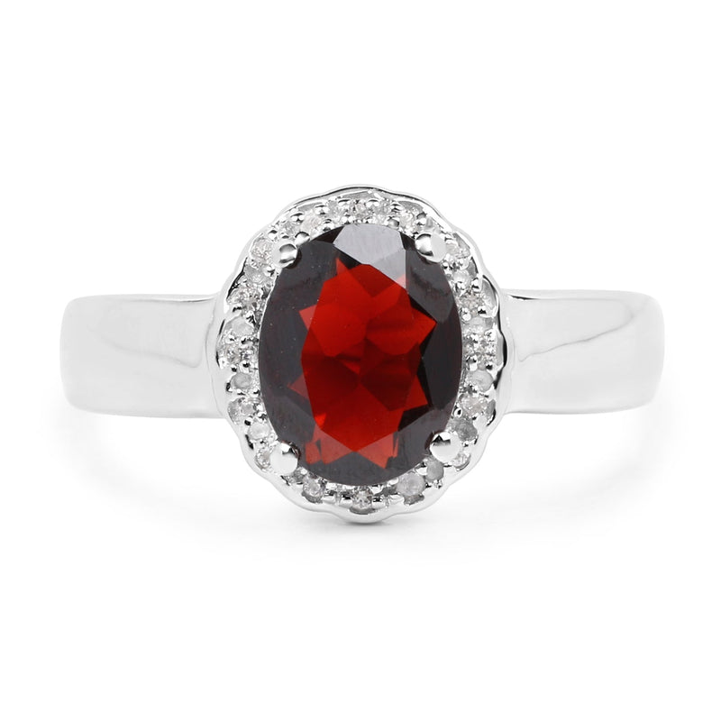 Bids.com 2.58 Carat Genuine  Garnet and White Topaz .925 Sterling Silver Ring Rings White Smoke Size 9.00,size 6.00,size 7.00,size 8.00,9.00,size 5.00