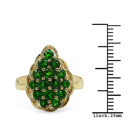Bids.com 1.71 Carat Genuine Chrome Diopside .925 Sterling Silver Ring Rings White Smoke size 6.00,size 7.00,size 8.00,size 9.00