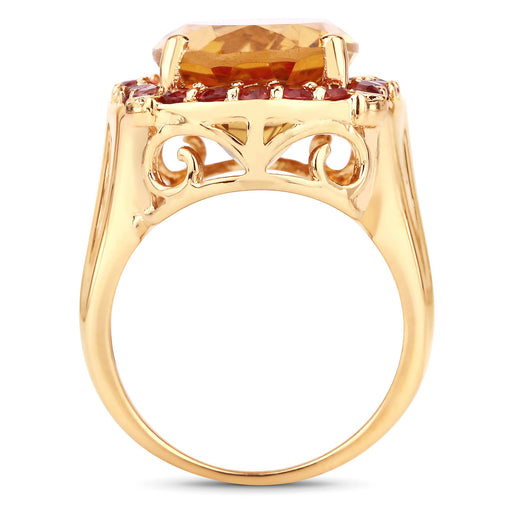 Bids.com 9.38 Carat Genuine Citrine and Orange Sapphire .925 Sterling Silver Ring Rings White Smoke size 5.00,size 6.00,size 7.00,size 8.00,size 9.00