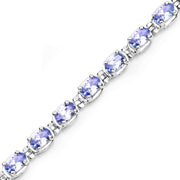 Bids.com 6.00 Carat Genuine Tanzanite .925 Sterling Silver Bracelet Bracelets White Smoke size 7.50,size 7.25,size 7.00,size 8.00