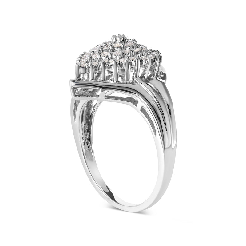 Bids.com 10K White Gold 1/2 Cttw Diamond Pear Shaped Cluster Ring (H-I Color, I1-I2 Clarity) - Ring Size 7 Rings White Smoke 7 / White.Gold