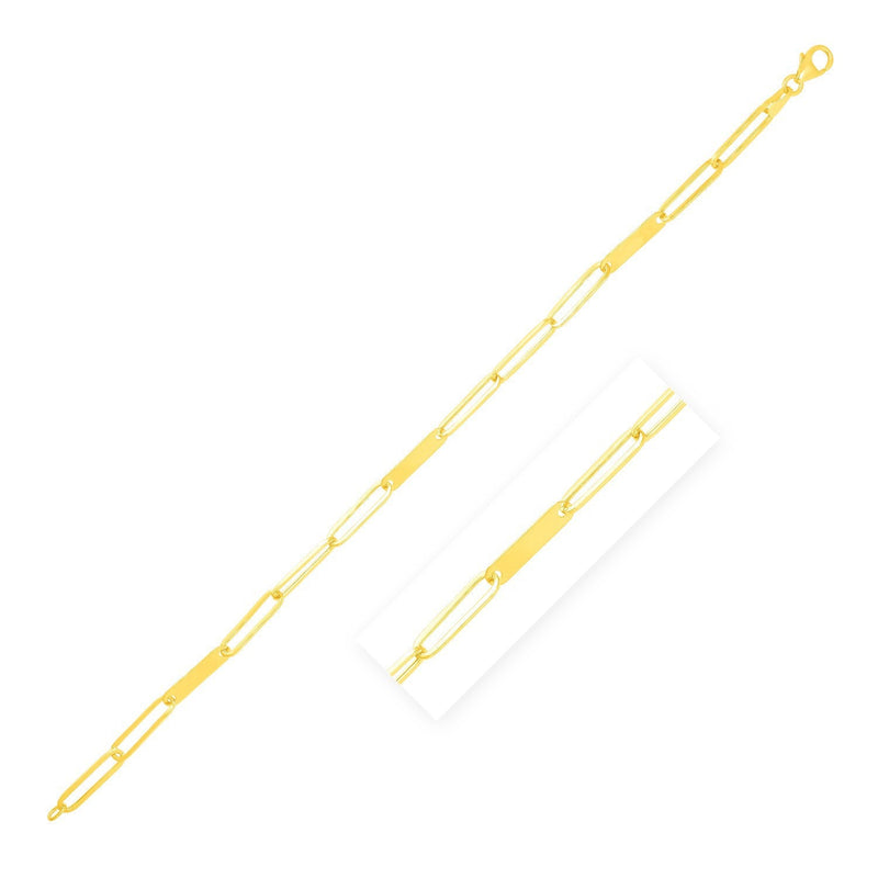 Bids.com 14k Yellow Gold 7 inch Alternating Paperclip Chain Link and Gold Bar Bracelet Bracelets White Smoke 7 / Yellow Gold