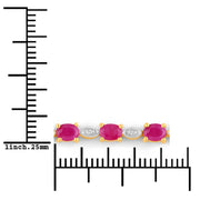 Bids.com 2.01 Carat Genuine Ruby and White Diamond .925 Sterling Silver Bracelet Bracelets White Smoke size 10.00
