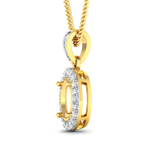 Bids.com 0.18 Carat Genuine White Diamond 14K Yellow Gold Semi Mount Pendant - holds 8x6mm Oval Gemstone Pendants White Smoke