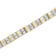 Bids.com 10K Yellow Gold 4.0 Cttw Alternating Baguette & Round Cut Diamond Bezel- & Prong-Set 7" Tennis Bracelet (G-H Color, SI1-SI2 Clarity) Bracelets White Smoke Yellow.Gold / 7