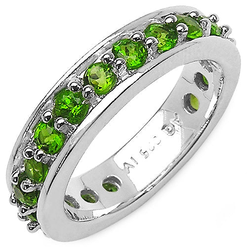 Bids.com 1.33 Carat Genuine Chrome Diopside .925 Sterling Silver Ring Rings White Smoke size 9.00,size 6.00,size 7.00,size 8.00,size 5.00