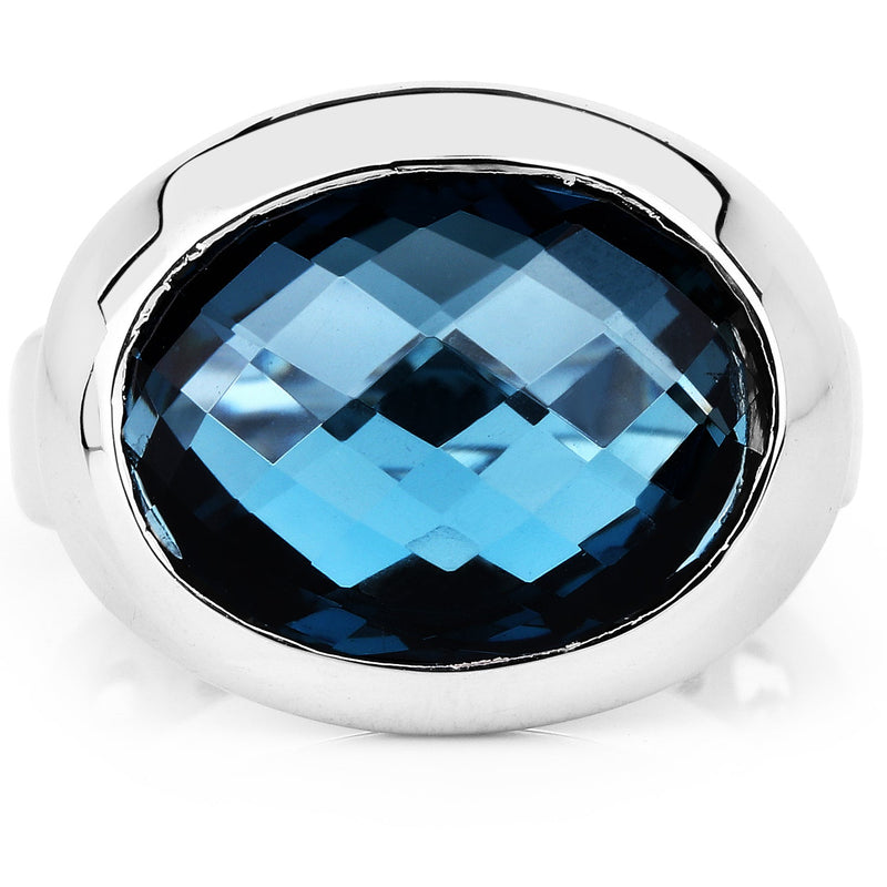 Bids.com 10.25 Carat Genuine London Blue Topaz .925 Sterling Silver Ring Rings White Smoke size 5.00,size 6.00,size 7.00,size 8.00,size 9.00