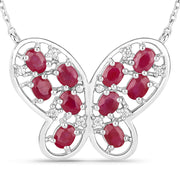 Bids.com 2.36 Carat Genuine Ruby and White Zircon .925 Sterling Silver Necklace Necklaces White Smoke