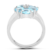 Bids.com 2.58 Carat Genuine Blue Topaz and White Topaz .925 Sterling Silver Ring Rings White Smoke size 6.00,size 7.00,size 8.00,size 9.00,size 5.00,size 5.50