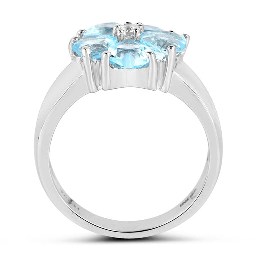 Bids.com 2.58 Carat Genuine Blue Topaz and White Topaz .925 Sterling Silver Ring Rings White Smoke size 6.00,size 7.00,size 8.00,size 9.00,size 5.00,size 5.50