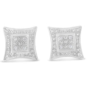 Bids.com .925 Sterling Silver Diamond Accented 4-Stone Four Pointed Star Shaped Halo-Style Stud Earrings (H-I Color, I2-I3 Clarity) Earrings White Smoke Rose.Sterling Silver / 0.04,White.Sterling Silver / 0.04