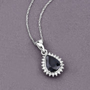 Bids.com 2.09 Carat Genuine Blue Sapphire and White Diamond 14K White Gold Pendant Pendants Slate Gray