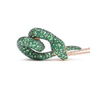 Bids.com 18K Rose Gold Round Green Tsavorite Gemstone Cluster Spiral Snake Design 18" Pendant Necklace (AAA+ Quality) Necklaces White Smoke Rose.Gold / 18