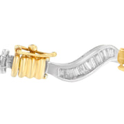 Bids.com Original Classics 10K Two-Tone Gold Baguette Cut Diamond Spiral Bracelet (2.00 cttw, H-I Color, I1-I2 Clarity) Bracelets White Smoke YellowWhite.Gold / 7