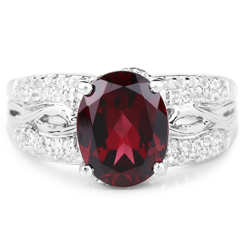 Bids.com 3.23 Carat Genuine Rhodolite and White Topaz .925 Sterling Silver Ring Rings White Smoke size 7.00,size 6.00,size 8.00,size 9.00,size 5.00,size 10.00