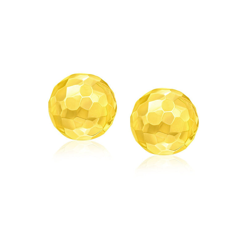 Bids.com 14k Yellow Gold Round Faceted Style Stud Earrings Earrings White Smoke Yellow Gold