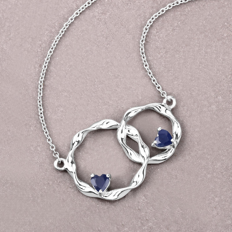 Bids.com 0.70 Carat Genuine Blue Sapphire .925 Sterling Silver Pendant Pendants Dark Gray size 18.00