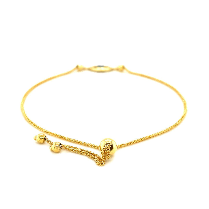 Bids.com 14k Yellow Gold Adjustable Evil Eye Bracelet Bracelets White Smoke 9.25 / Yellow Gold
